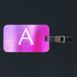 Pastel Rosa Brushed Metall Monogram Namn Initial Bagagebricka<br><div class="desc">Pastel Ombre Rosa,  Orange och Lila Brushed Metall Foil Monogram Namn och Initial Luggage Tag. Den här väskan är märkre för Back to school,  Arbete eller Resning.</div>