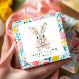 Pastel Rosa Bunny Påsk Sticker Fyrkantigt Klistermärke