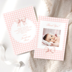 Pastel rosa-buskduschfotot för babybabydusch - tac tack kort