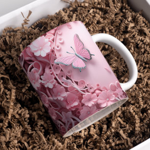 Pastel Rosa Butterfly 3D Artistry Coffee Mugg