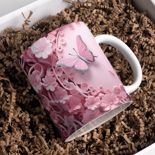 Pastel Rosa Butterfly 3D Artistry Coffee Mugg (Skapare uppladdad)