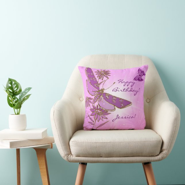 Pastel Rosa Butterfly Dekorativ kudde (Stol)