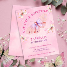 Pastel Rosa Butterfly Theme Girl's 1st Birthday