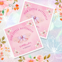 Pastel Rosa Butterfly Theme Girl's 1st Birthday