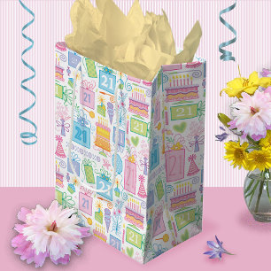 Pastel Rosa Cake Presenter Bubons 21:a födelsedag