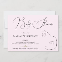 Pastel Rosa Cat Lover Baby Shower Inbjudningar