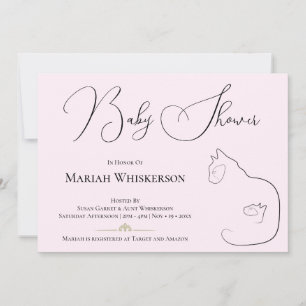 Pastel Rosa Cat Lover Baby Shower Inbjudningar