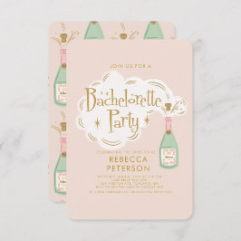 Pastel Rosa Champagne Bachelorette Party Inbjudningar