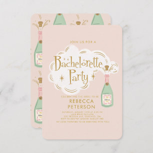 Pastel Rosa Champagne Bachelorette Party Inbjudningar
