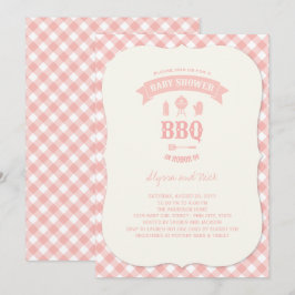 Pastel Rosa Checkes BBQ Chic Girl Baby Shower Part Inbjudningar