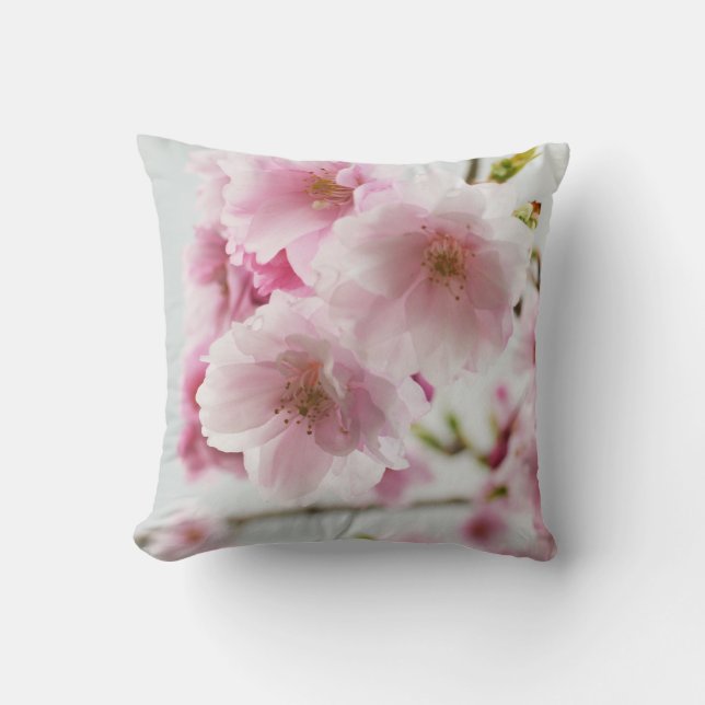 Pastel Rosa Cherry Blommar Dekorativ kudde (Framsida)