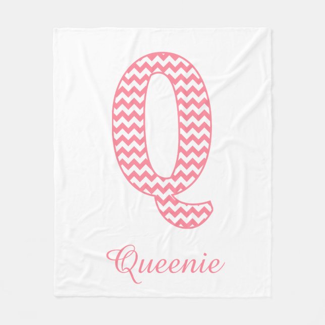 Pastel Rosa Chevron Brev Q Design Fleecefilt (Framsidan)
