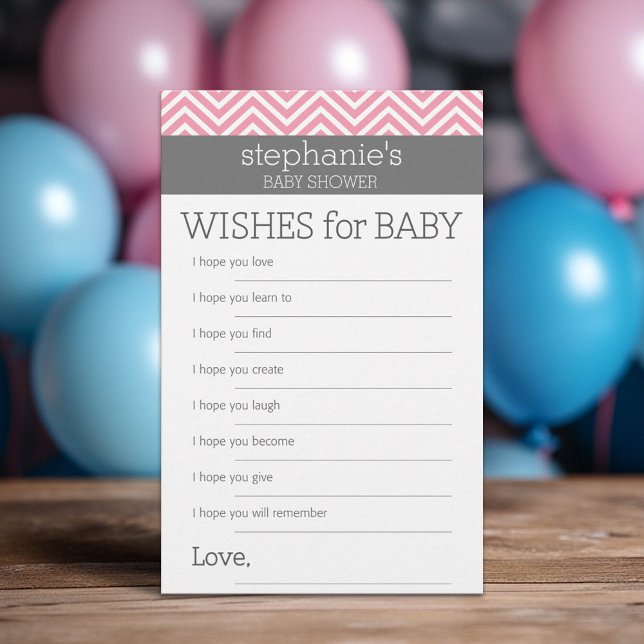 Pastel Rosa Chevrons Baby Önskemål Shower Game (Custom Baby Shower Games)