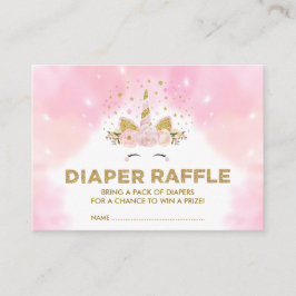 Pastel Rosa Clouds Magic Unicorn Diaper Raffle Tilläggskort