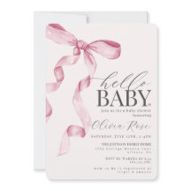 Pastel Rosa Coquette Bow Girl Baby Shower Inbjudan