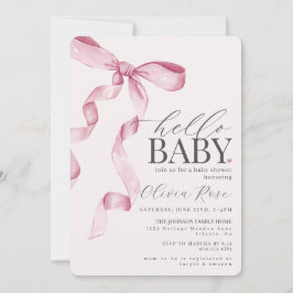 Pastel Rosa Coquette Bow Girl Baby Shower Inbjudan