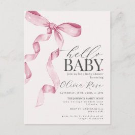 Pastel Rosa Coquette Bow Girl Baby Shower Inbjudan