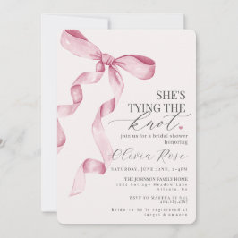 Pastel Rosa Coquette Bow Möhippa Inbjudan