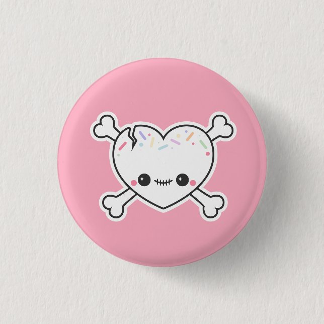 Pastel Rosa Creepy Cute Heart Skull Knapp (Framsida)