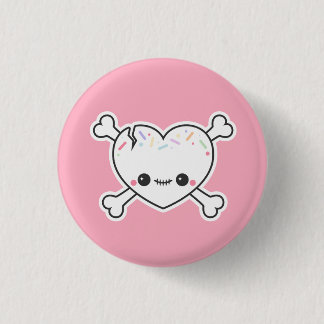 Pastel Rosa Creepy Cute Heart Skull Knapp