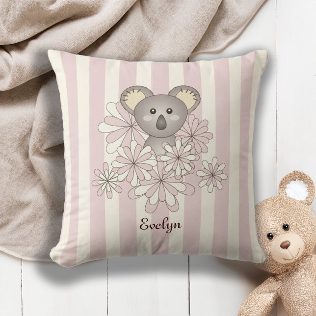 Pastel Rosa Cute Baby Koala Bear Children's Room Kudde (Skapare uppladdad)