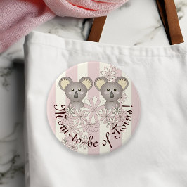 Pastel Rosa Cute Baby Koala Mamma till Twin Girl Knapp