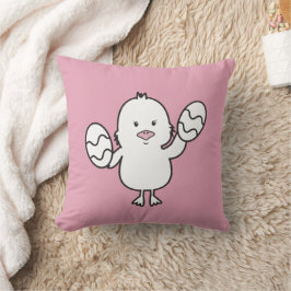 Pastel Rosa Cute Påsk Chick & Eggs Illustration Kudde