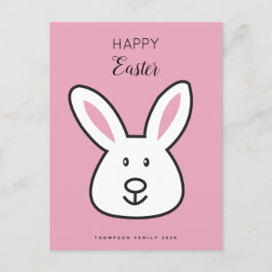 Pastel Rosa Cute Påskhare Illustration Helg Vykort