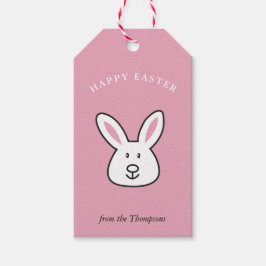 Pastel Rosa Cute Påskhare Illustration Presentetikett
