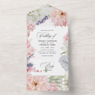 Pastel Rosa Dahlia Bröllop all in en invita