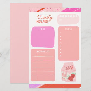 Pastel Rosa Daily Meal Planner Shopping List Brevpapper