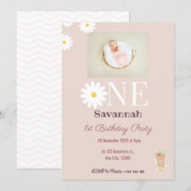 Pastel Rosa Daisys Birthday-inbjudan