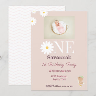 Pastel Rosa Daisys Birthday-inbjudan Inbjudningar