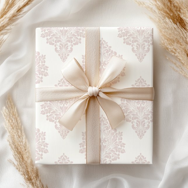 Pastel Rosa Damask Shabby Blommigt Presentpapper (Skapare uppladdad)