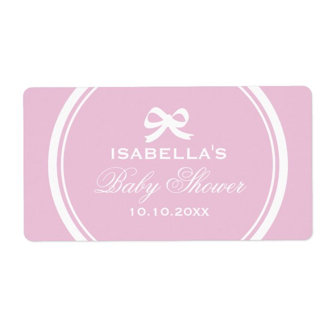 Pastel rosa DIY babydusch vattenflaska label Fraktsedel (Framsidan)
