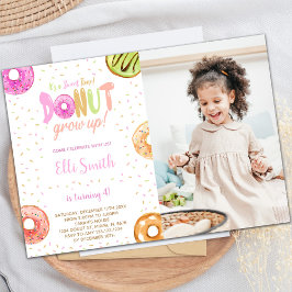 Pastel Rosa Donut Birthday-inbjudningar med foto Inbjudningar