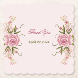 Pastel Rosa Dubbla Joint Twin Birthday Tack Underlägg Papper