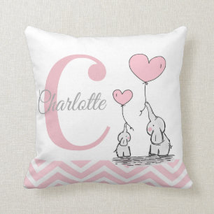 Pastel Rosa Elephant Personlig Flicka Pillow Kudde