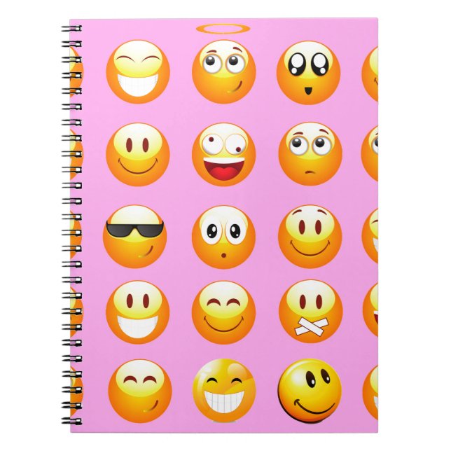 pastel rosa emoji anteckningsbok med spiral (Framsidan)