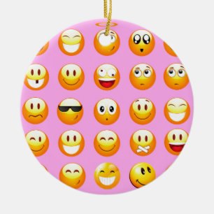 pastel rosa emoji julgransprydnad keramik