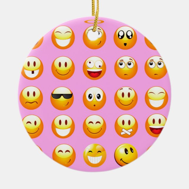 pastel rosa emoji julgransprydnad keramik (Framsidan)