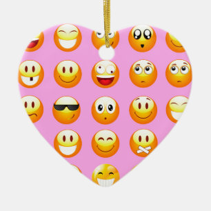 pastel rosa emoji julgransprydnad keramik