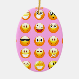 pastel rosa emoji julgransprydnad keramik