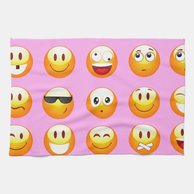 pastel rosa emoji kökshandduk (Horisontell)
