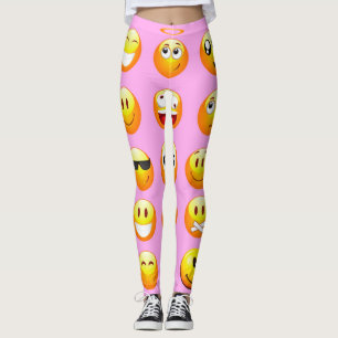 pastel rosa emoji leggings