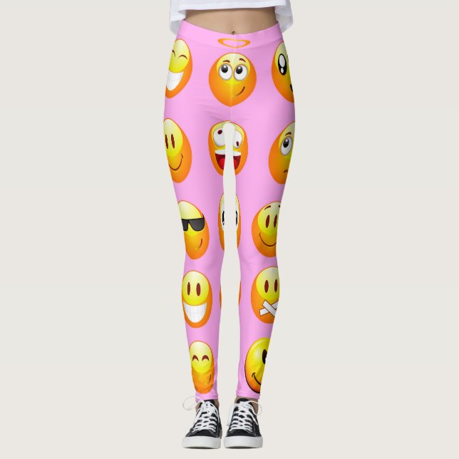 pastel rosa emoji leggings (Framsida)