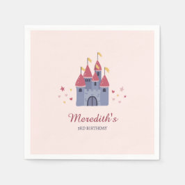 Pastel Rosa Enchanted Castle Hearts & Stars Party Pappersservett