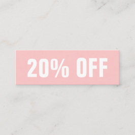 Pastel rosa - enkelt modernt trendig-rabattkort mini visitkort