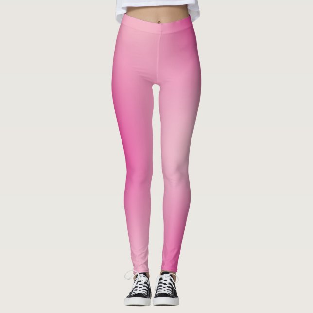 Pastel Rosa Färg Abstrakt  Oskärpa Övertoning Ombr Leggings (Framsida)
