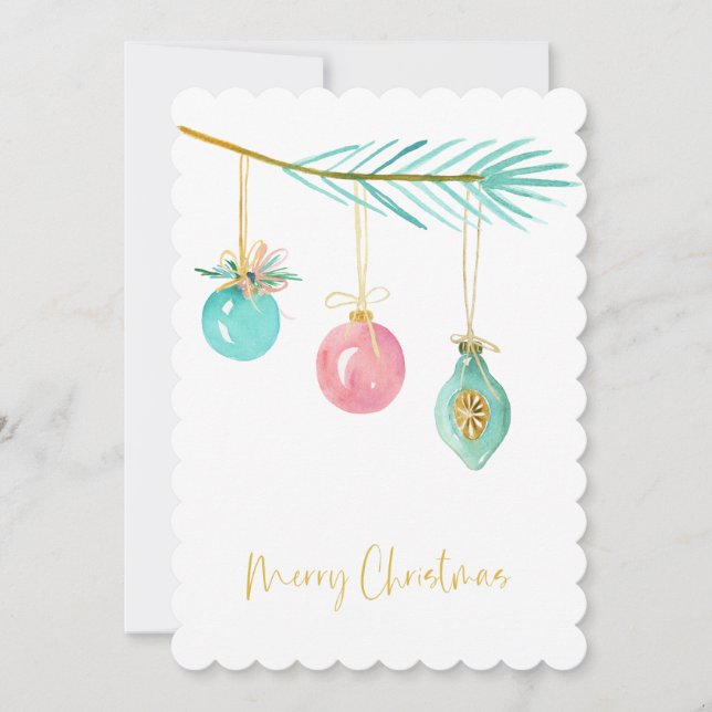 Pastel Rosa Farmhouse Check jul Ornament Julkort (Framsida)